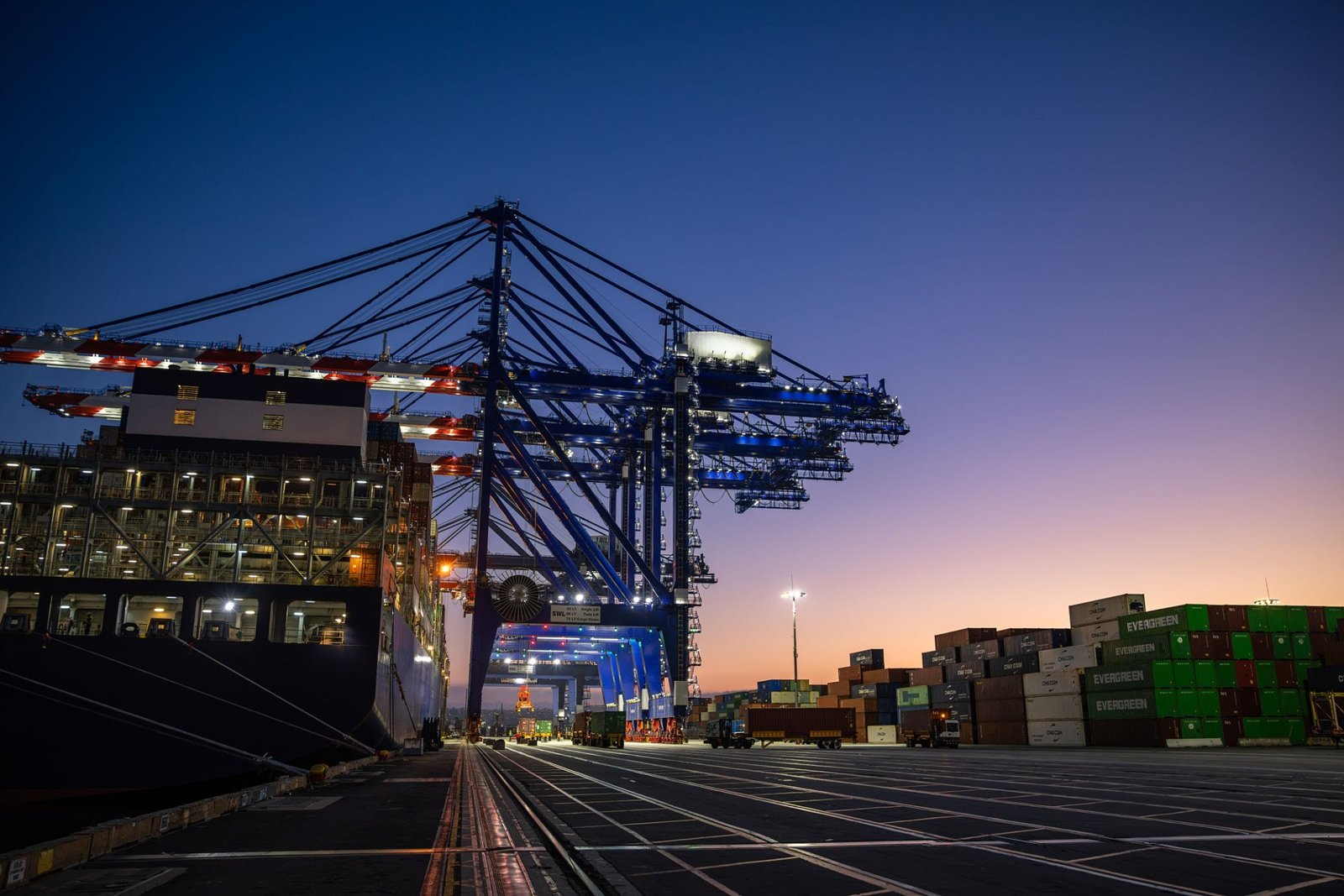 Mega Container Ship at modern Terminal