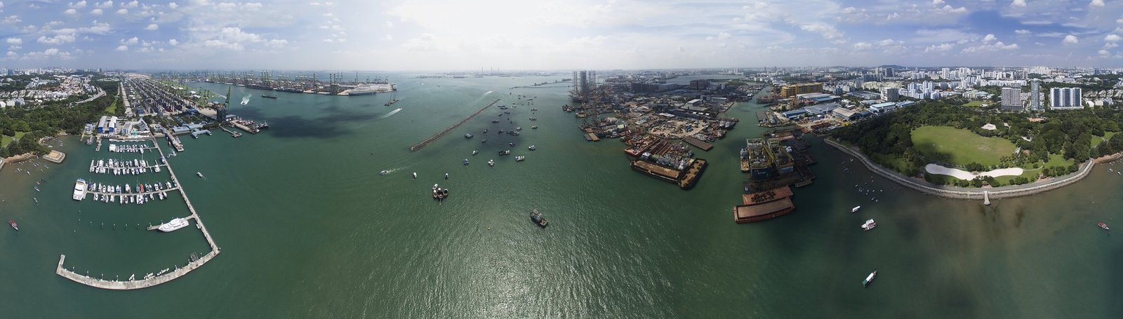 Singapore’s Pasir Panjang terminal and the crowded strait beyond: node and corridor in one frame. Photograph by Bob Tan, 2016